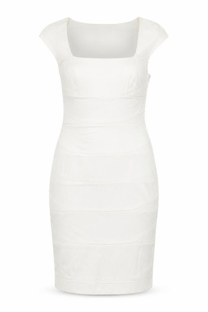 AX Paris Women Ivory Bodycon Midi Dress Size 12 Short Sleeve