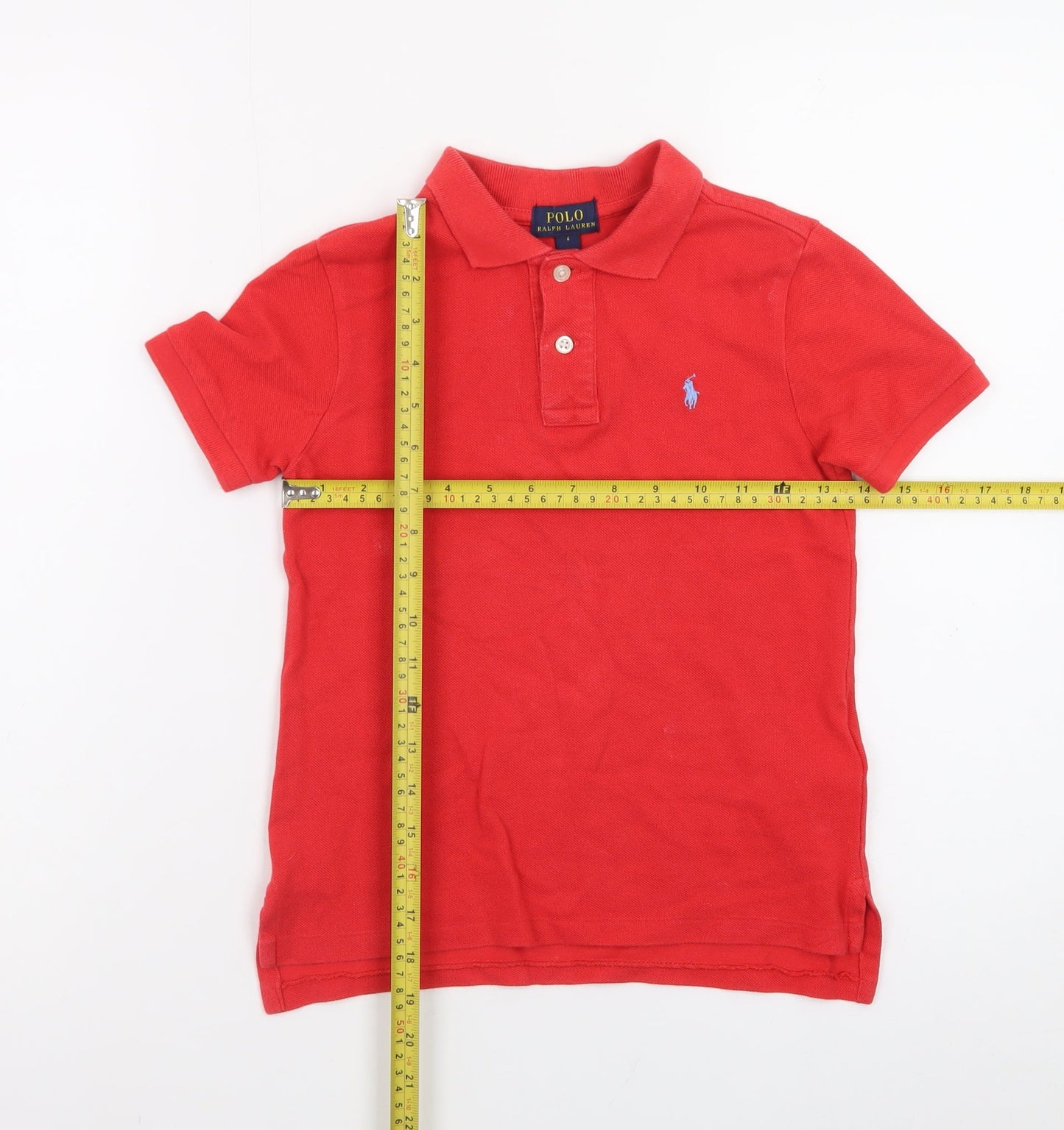 Ralph Lauren Boys Red Polo Shirt 6 Years Short Sleeve Cotton Logo Top