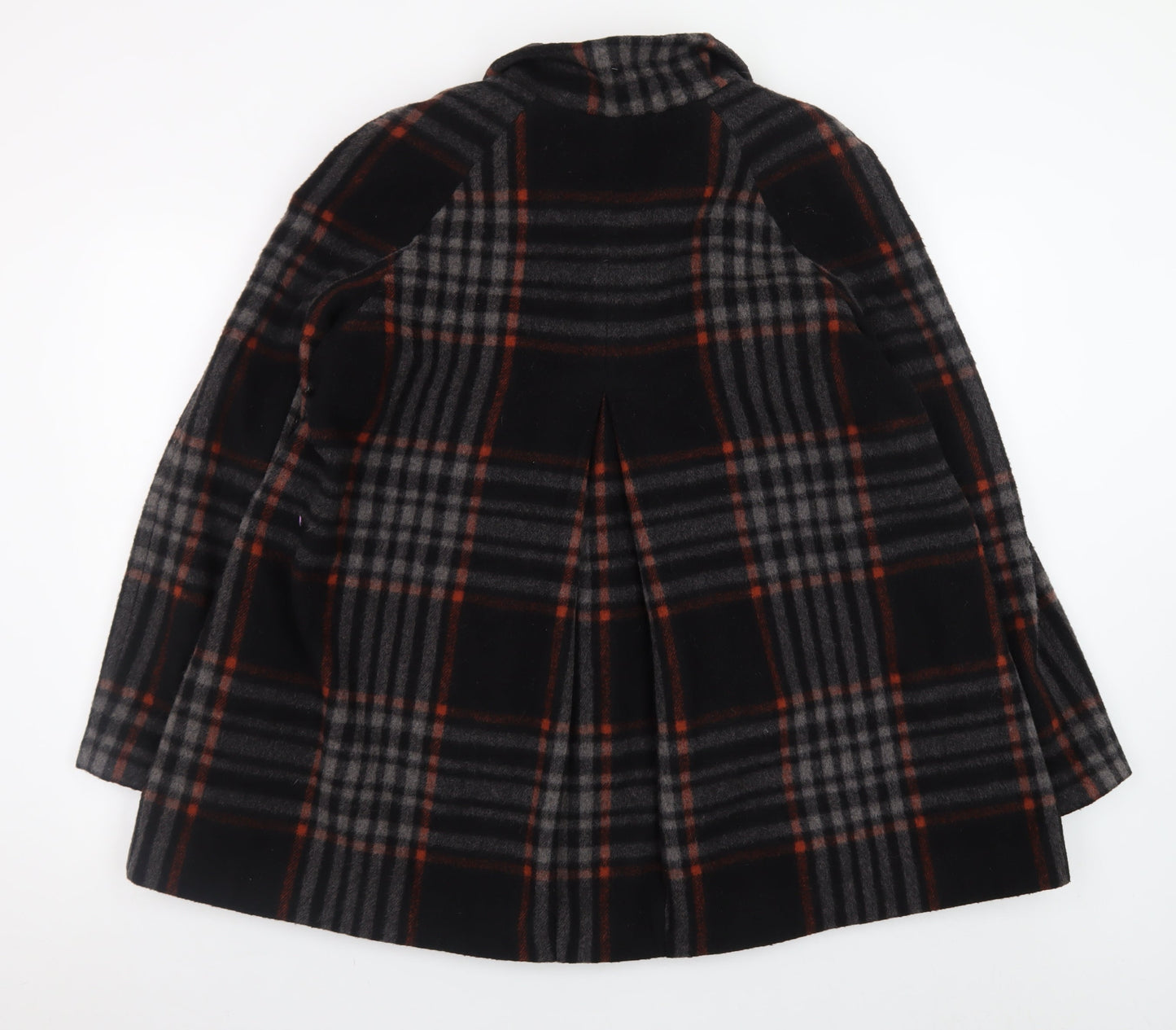 Monsoon Women's Black Checked Wool Blend Mid-Length Coat Size 16