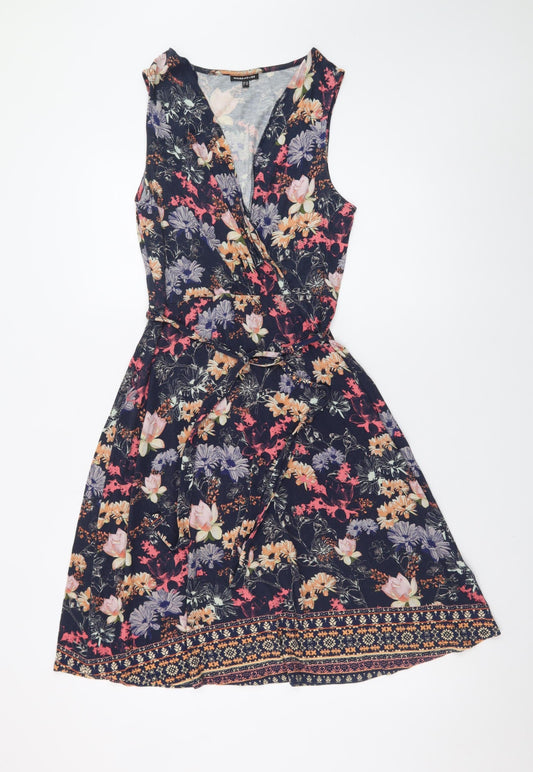 Warehouse Womens Multicoloured Floral Wrap Dress Size 10