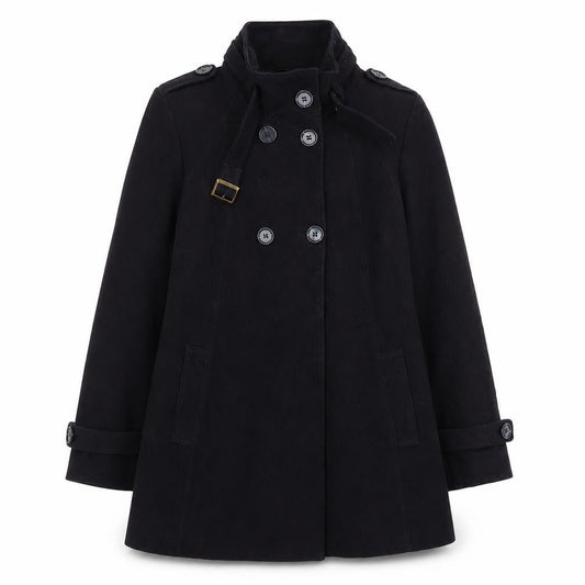 Great Plains Women's Black L Trench Coat Belted Mid-Length Jacket