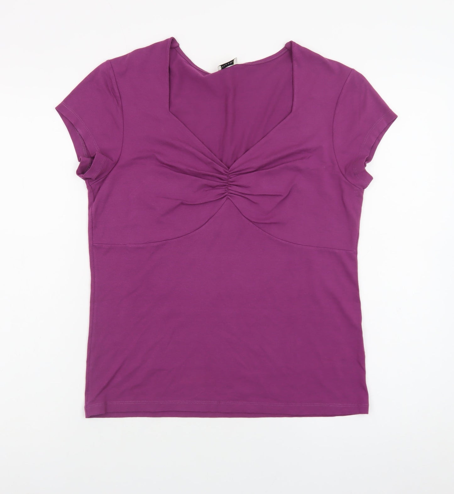 Viyella Womens Purple Short Sleeve V-Neck Stretch Jersey T-Shirt Medium