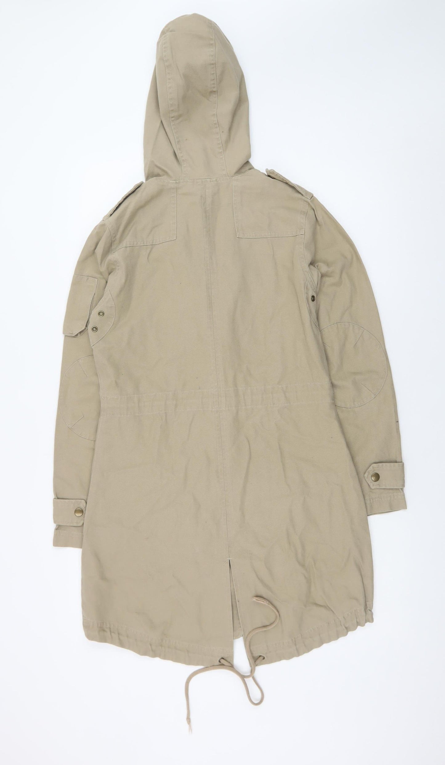 Vila Women’s Beige Cotton Hooded Parka Jacket UK 10