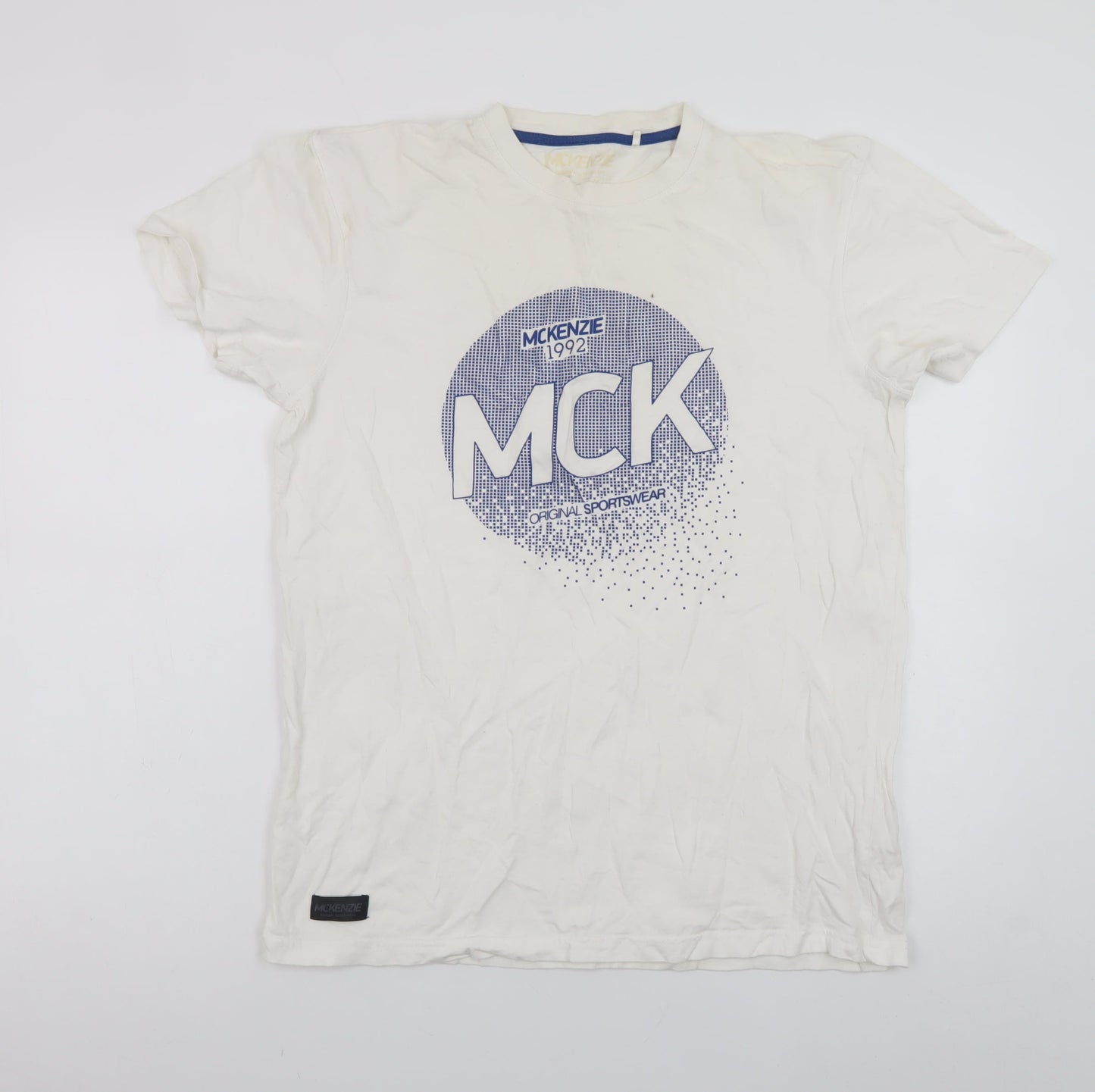McKenzie Men's White Graphic Short Sleeve Crew Neck T-Shirt Size M