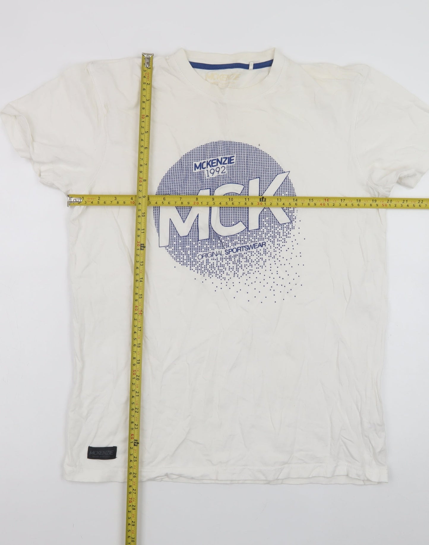 McKenzie Men's White Graphic Short Sleeve Crew Neck T-Shirt Size M