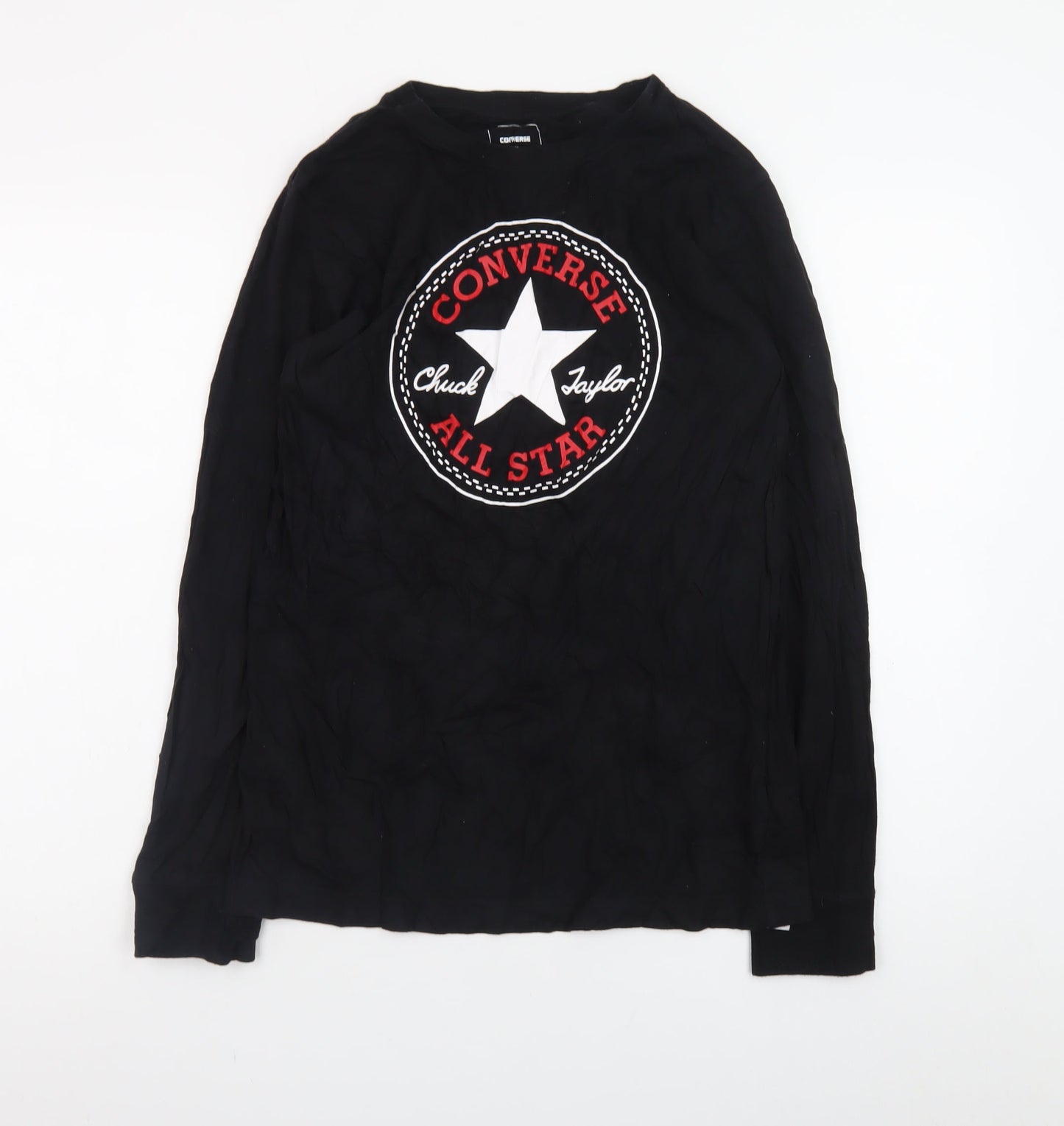 Converse Boys Black Long Sleeve Logo Cotton T-Shirt 13-15 Years