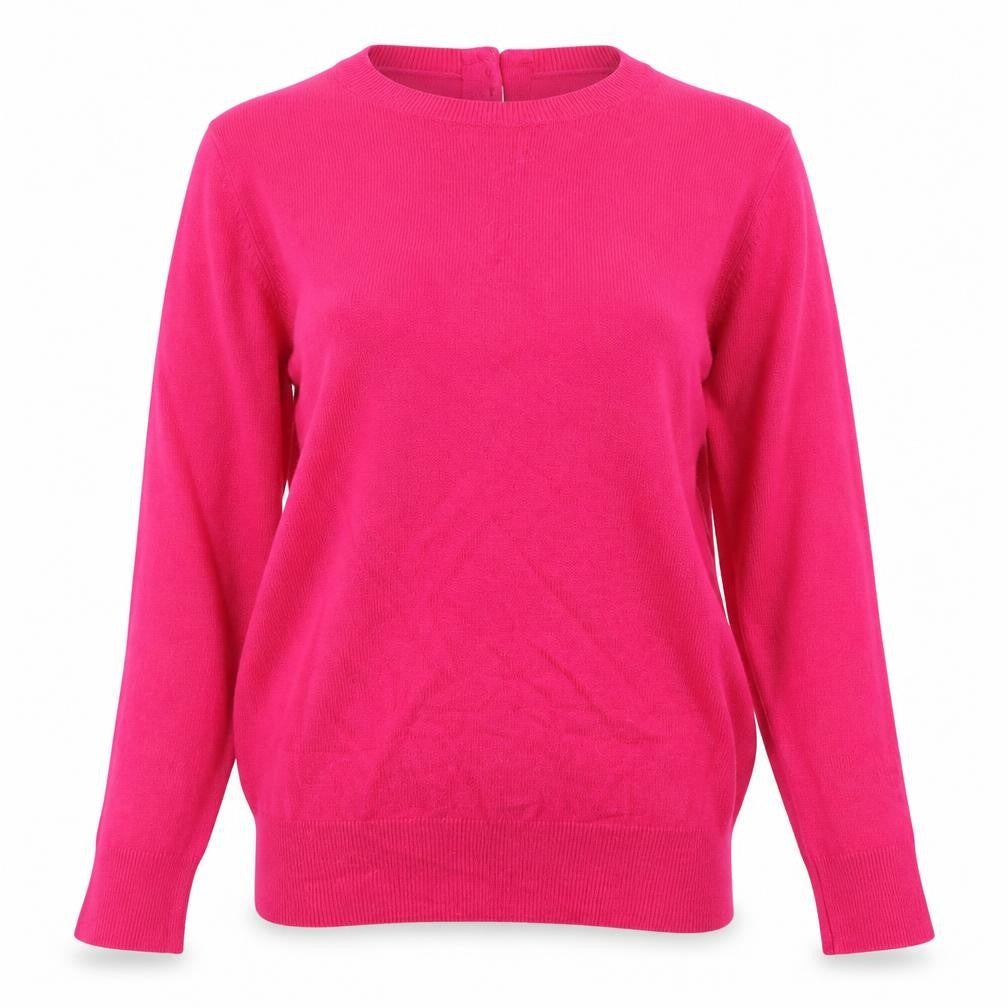 Savida Women Pink Crew Neck Button Detail Pullover Jumper Size 10