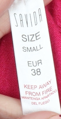 Savida Women Pink Crew Neck Button Detail Pullover Jumper Size 10