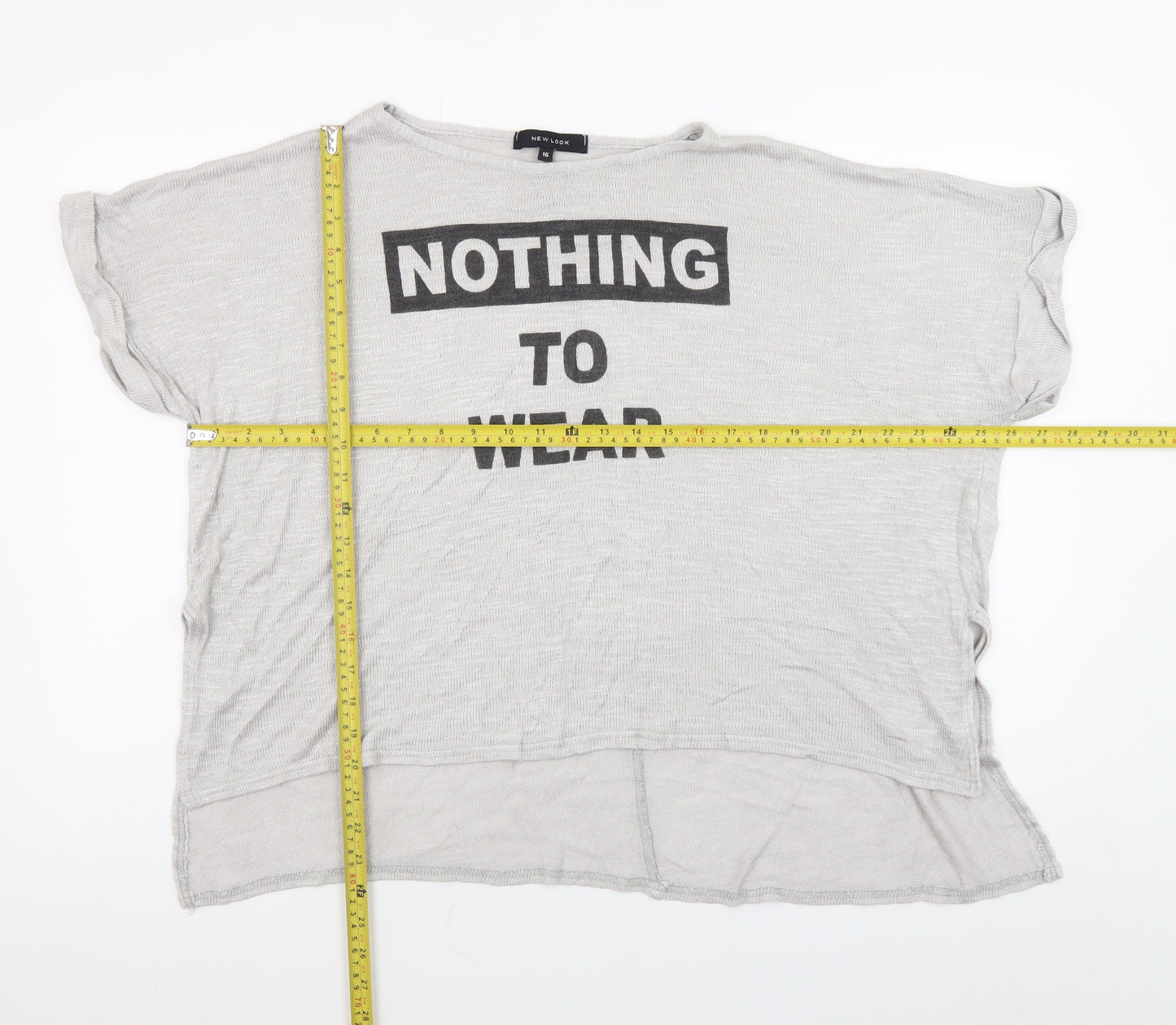 New Look Womens Grey Funny Slogan T-Shirt Size 16 Short Sleeve Casual