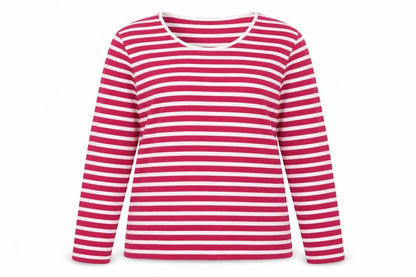 First Avenue Womens Pink White Striped Long Sleeve Pullover Jumper L