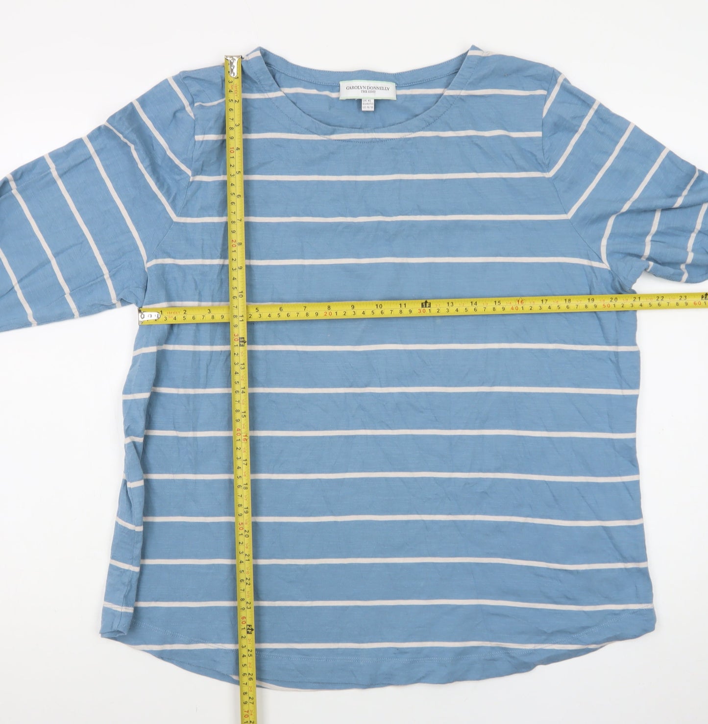 Carolyn Donnelly Women’s Blue Striped Cotton Long Sleeve T-Shirt XL
