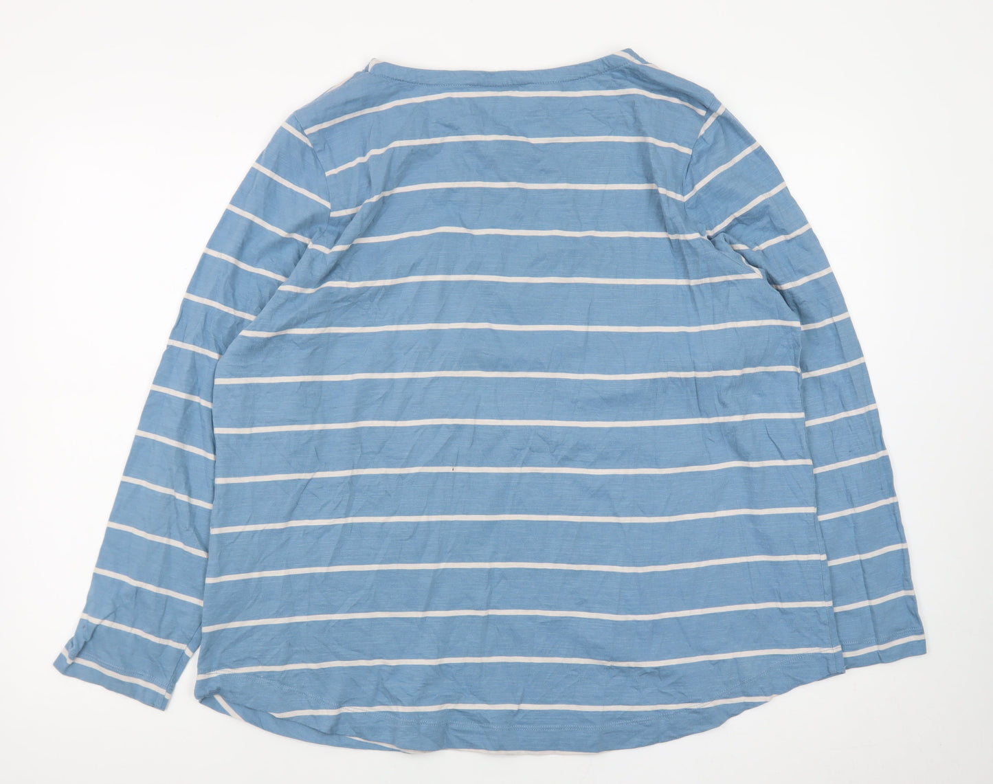 Carolyn Donnelly Women’s Blue Striped Cotton Long Sleeve T-Shirt XL