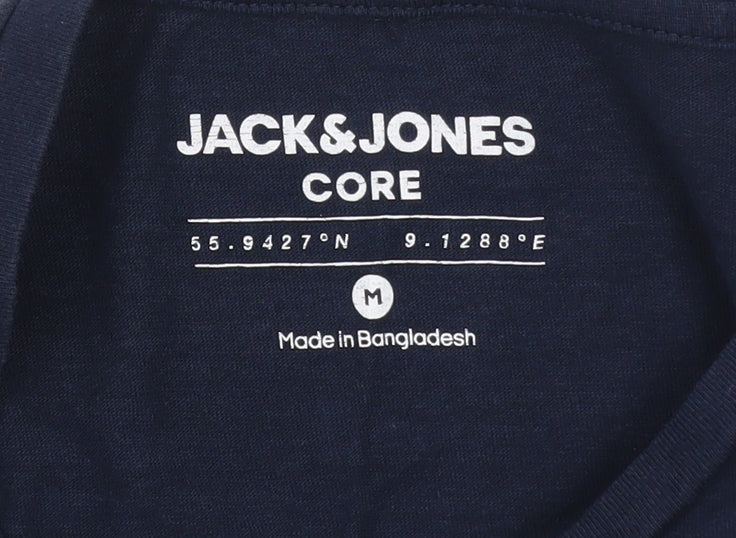 Jack & Jones Men's Blue Crew Neck Graphic Print T-Shirt M