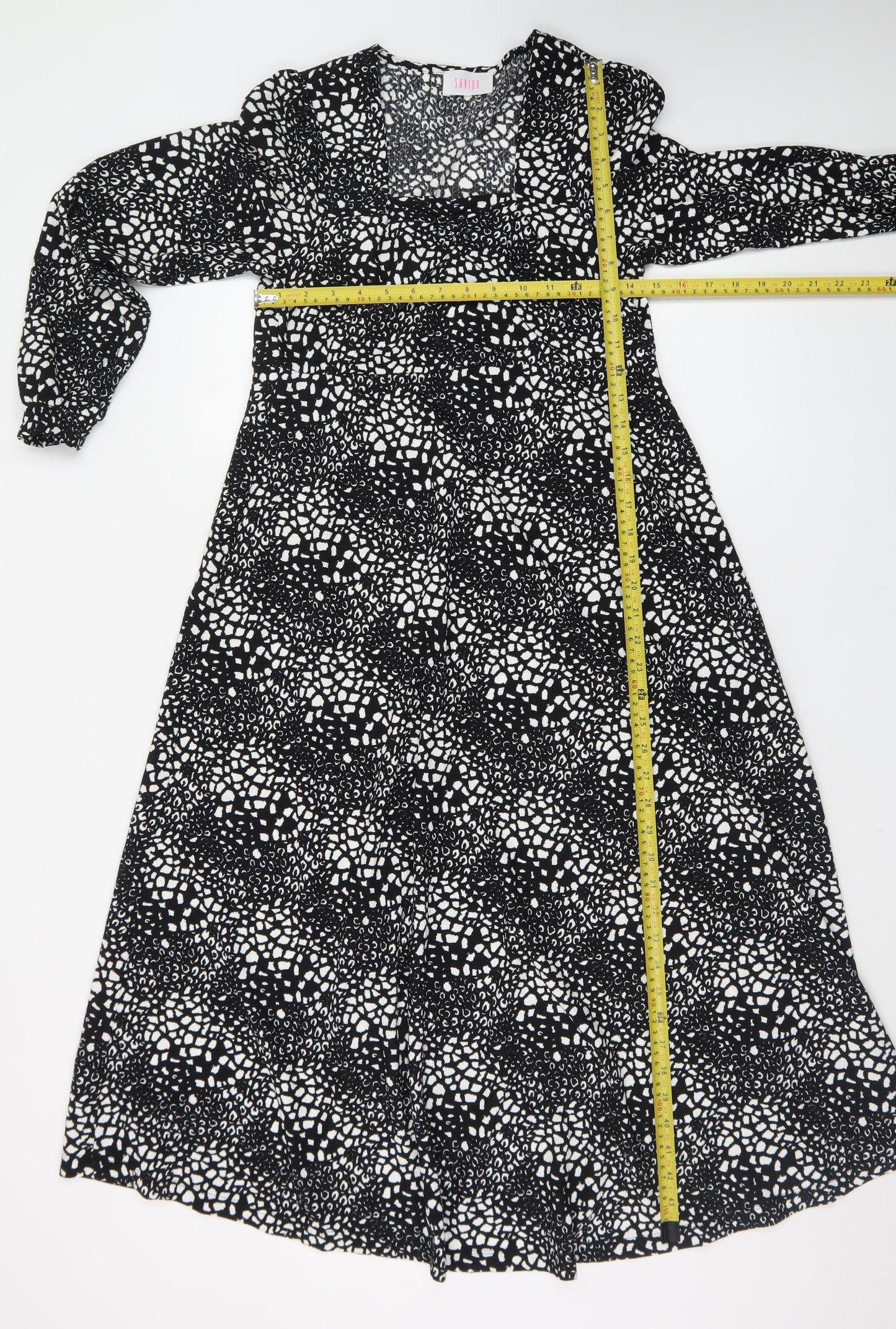 Savida Women Black Midi A-Line Dress Size 10 Long Sleeve