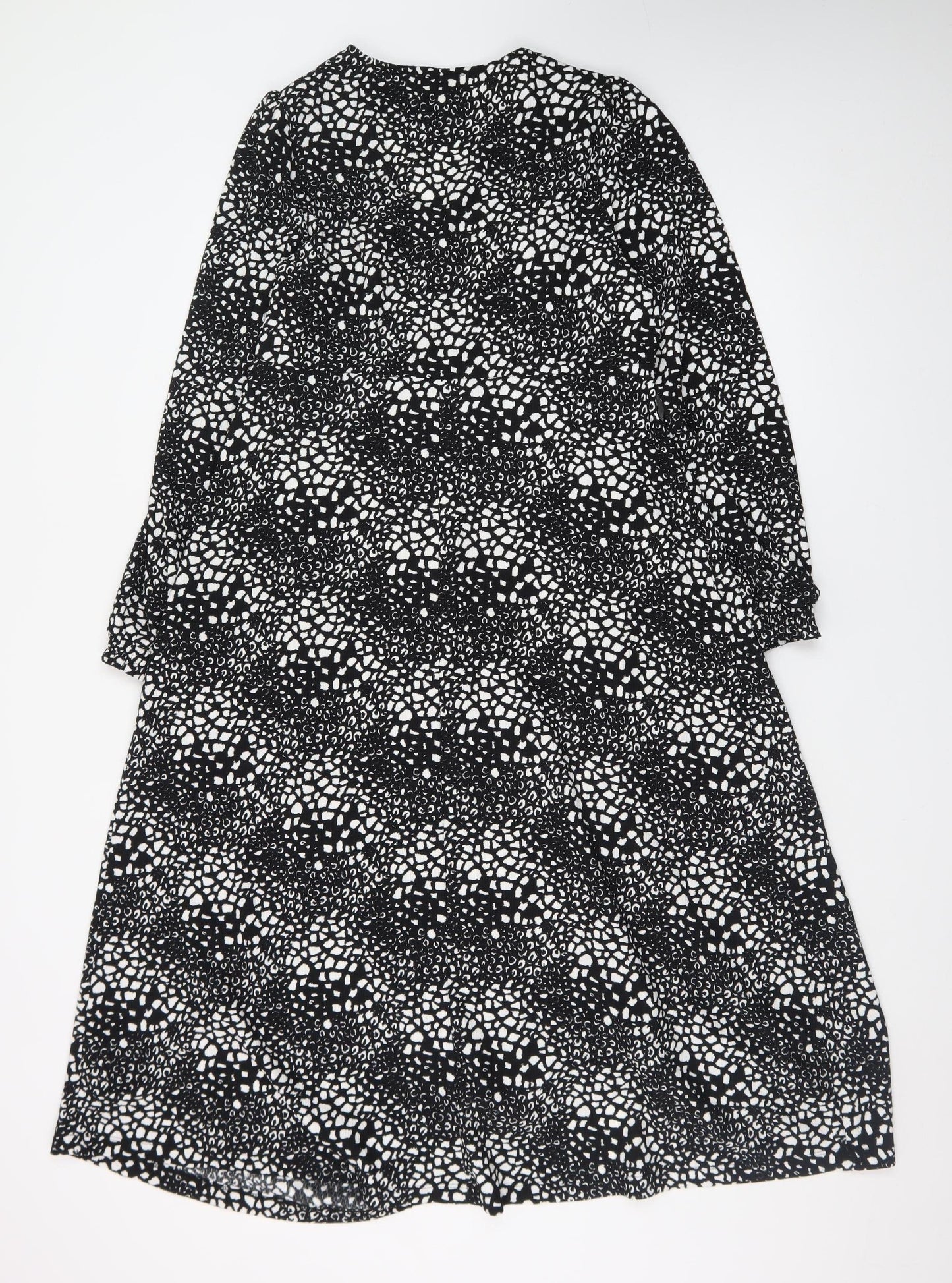 Savida Women Black Midi A-Line Dress Size 10 Long Sleeve