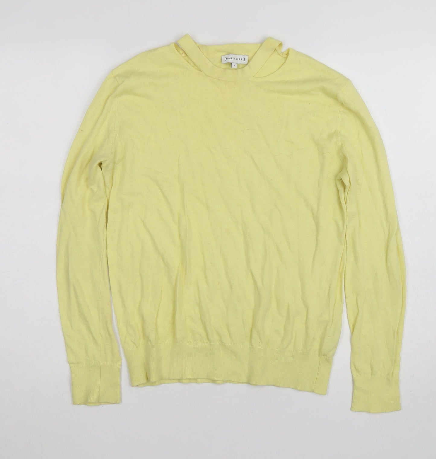 Warehouse Women’s Yellow Cotton Crew Neck Jumper Size 6