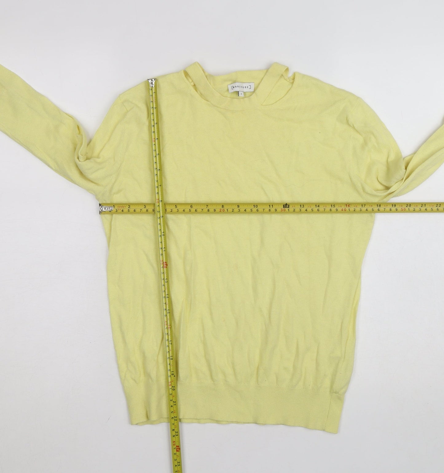 Warehouse Women’s Yellow Cotton Crew Neck Jumper Size 6
