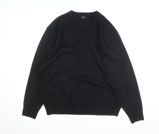 Gabicci Men’s Black Wool Blend V-Neck Pullover Jumper L