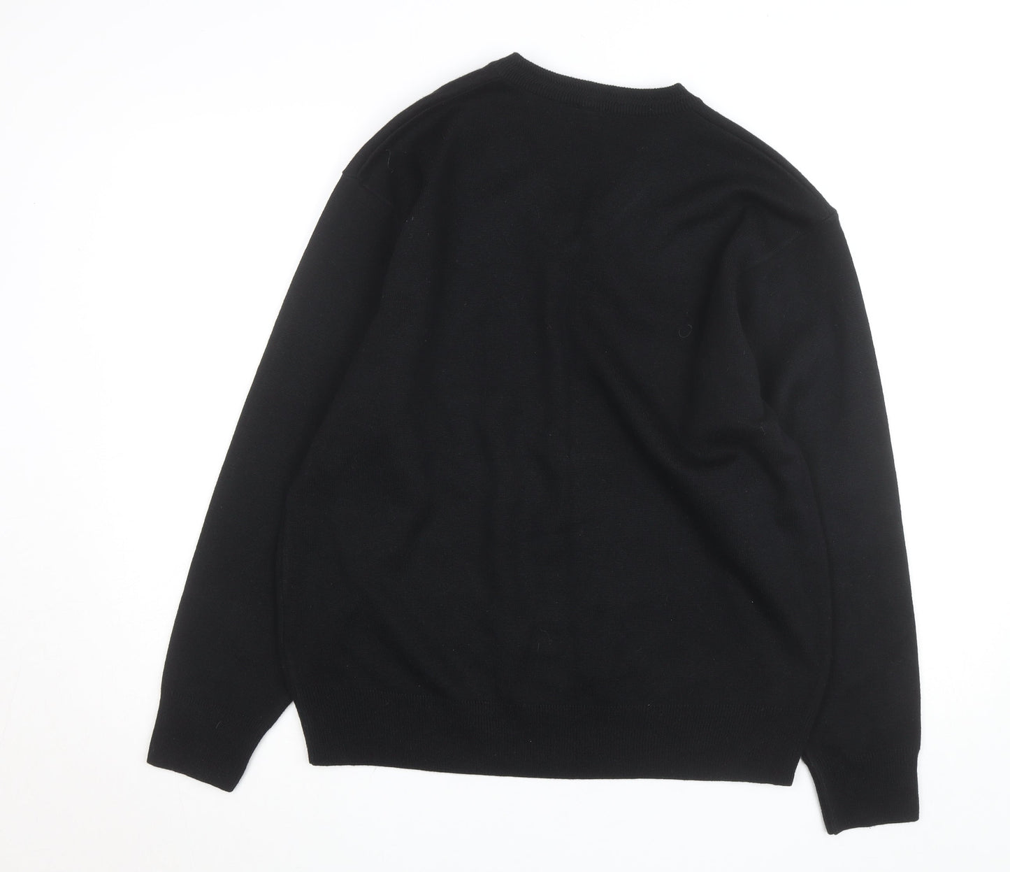 Gabicci Men’s Black Wool Blend V-Neck Pullover Jumper L