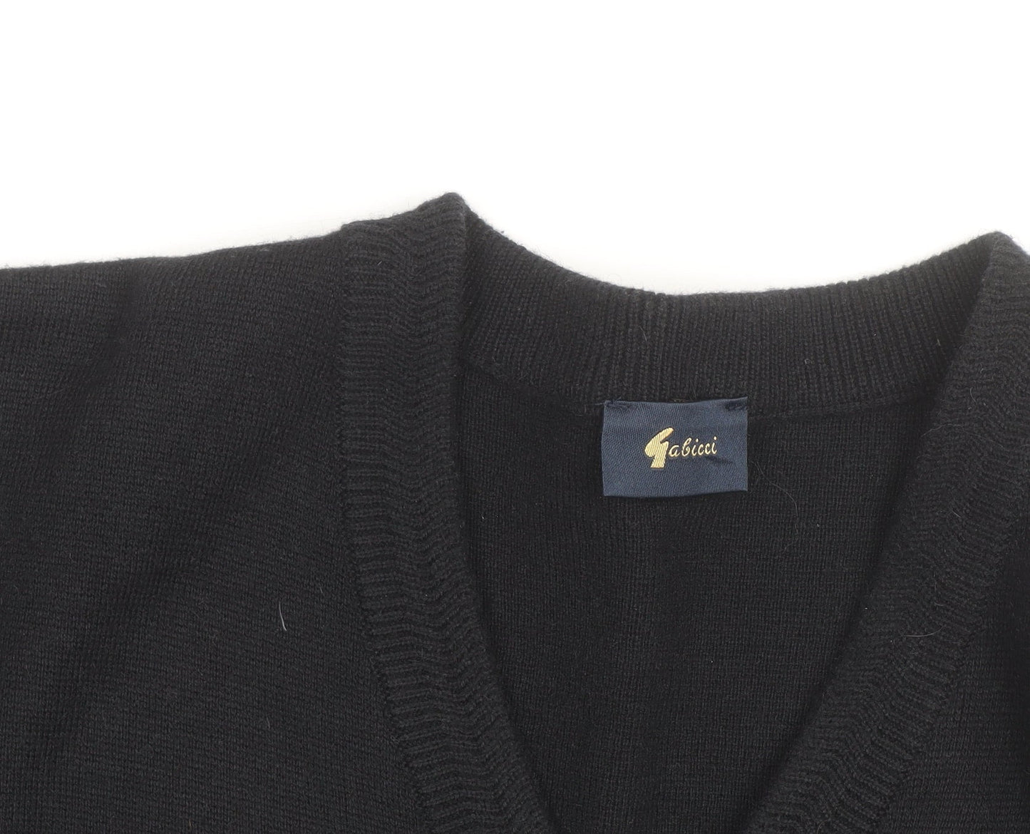 Gabicci Men’s Black Wool Blend V-Neck Pullover Jumper L