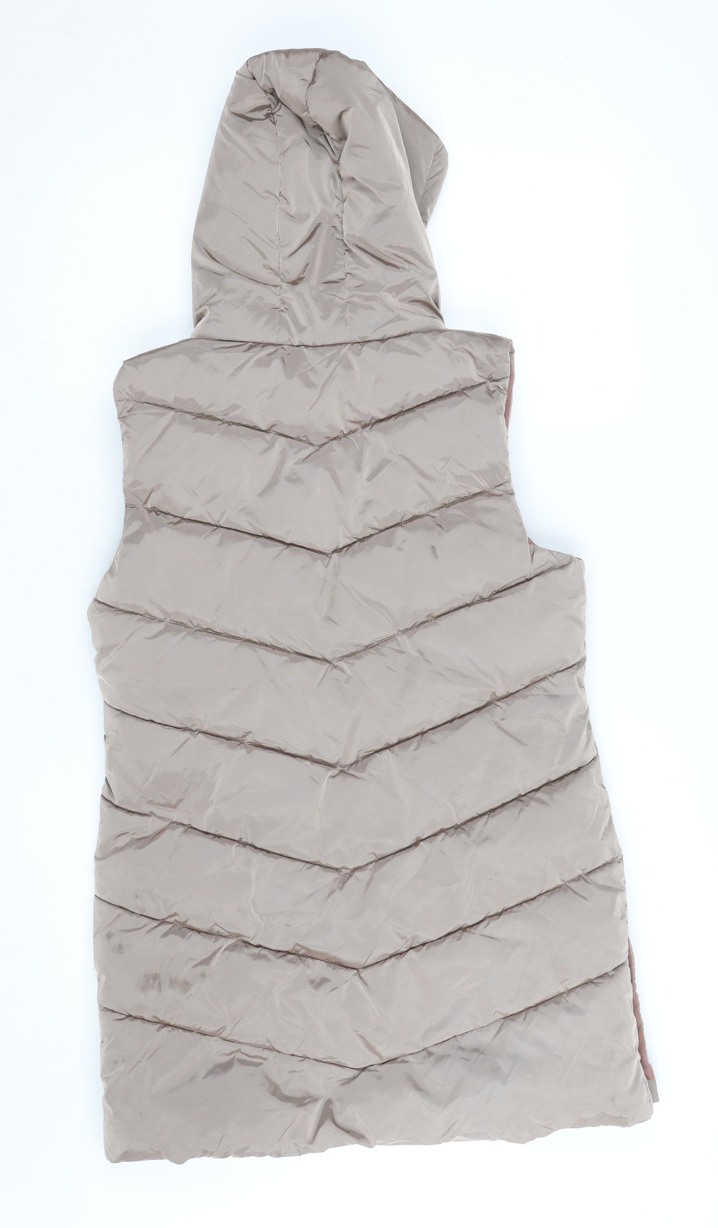 Next Teens Beige Hooded Puffer Waistcoat 12 Years Polyester