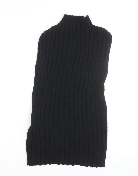 Nobody’s Child Women’s Black Ribbed Mock Neck Sleeveless Cotton Top Size 16