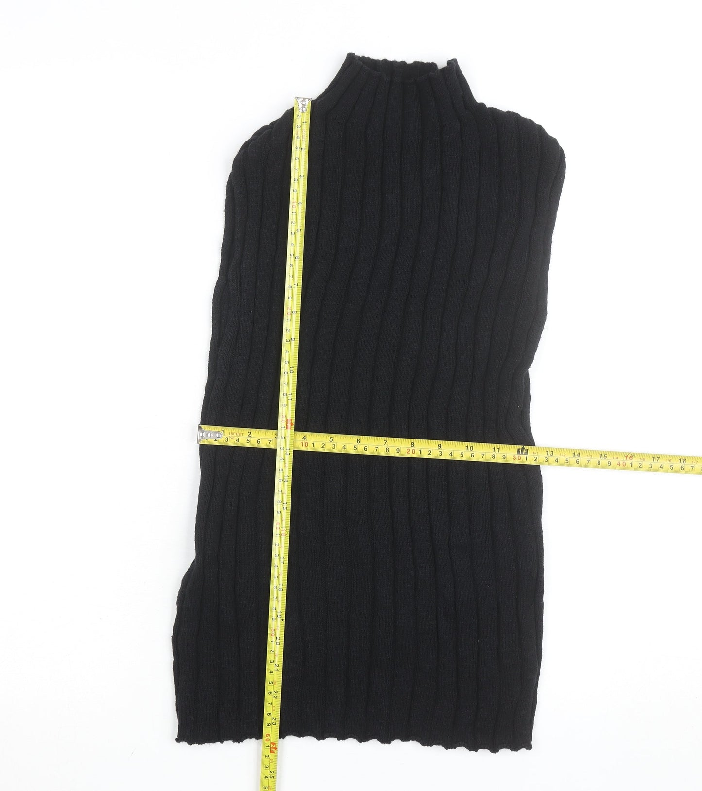 Nobody’s Child Women’s Black Ribbed Mock Neck Sleeveless Cotton Top Size 16