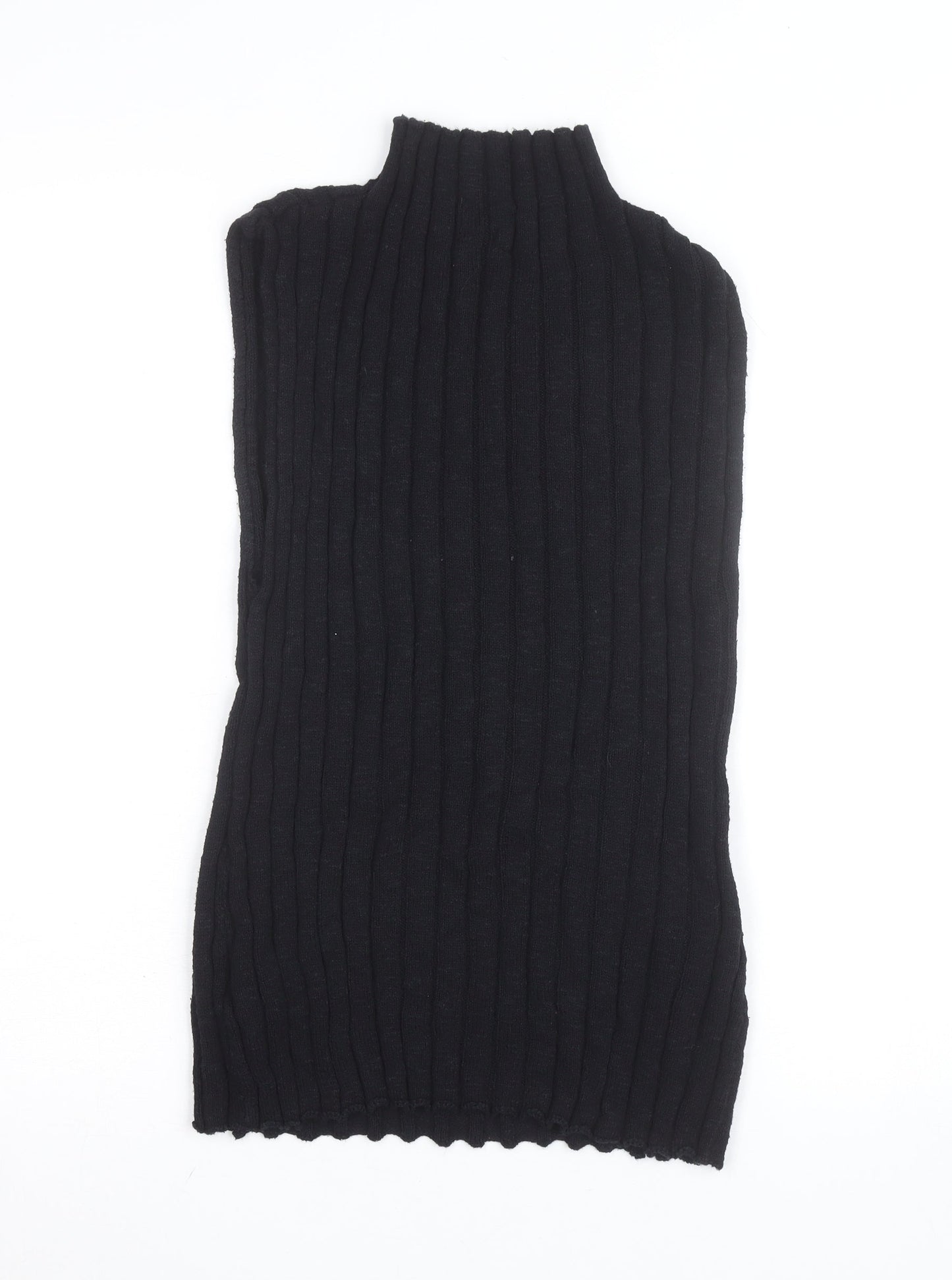 Nobody’s Child Women’s Black Ribbed Mock Neck Sleeveless Cotton Top Size 16