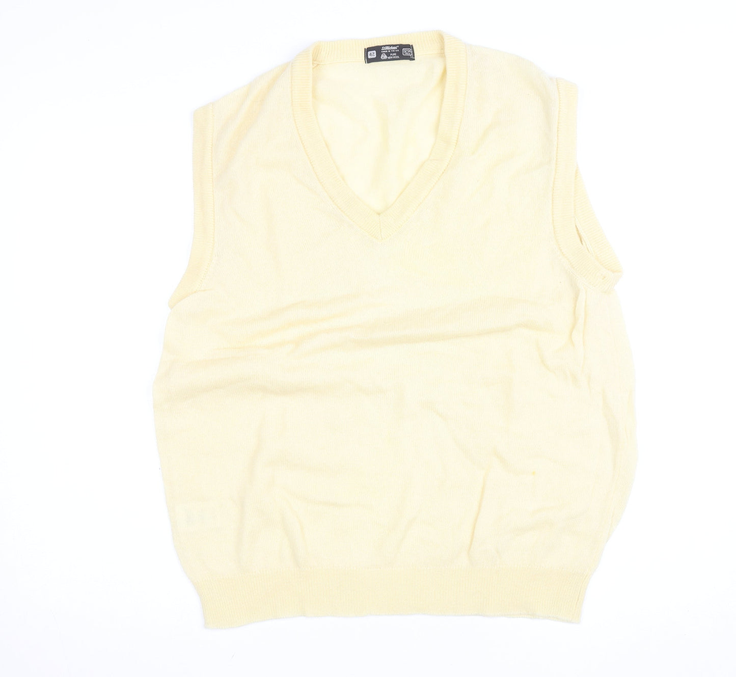 Marks and Spencer Women Beige Wool V-Neck Sleeveless Vest Jumper Size 16