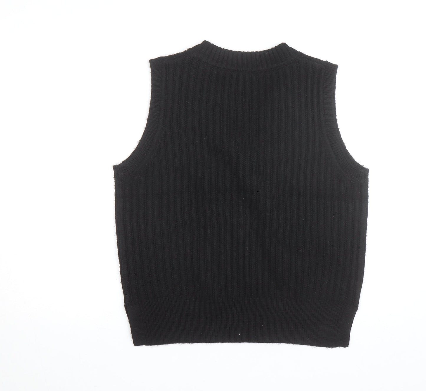 Nobody's Child Women's Black V-Neck Ribbed Knit Sleeveless Vest Jumper Size S