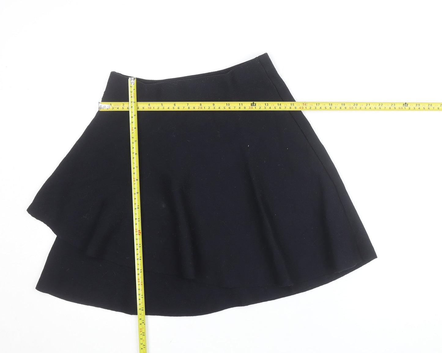 Zara Women Black A-Line Short Stretch Knit Skirt Size M