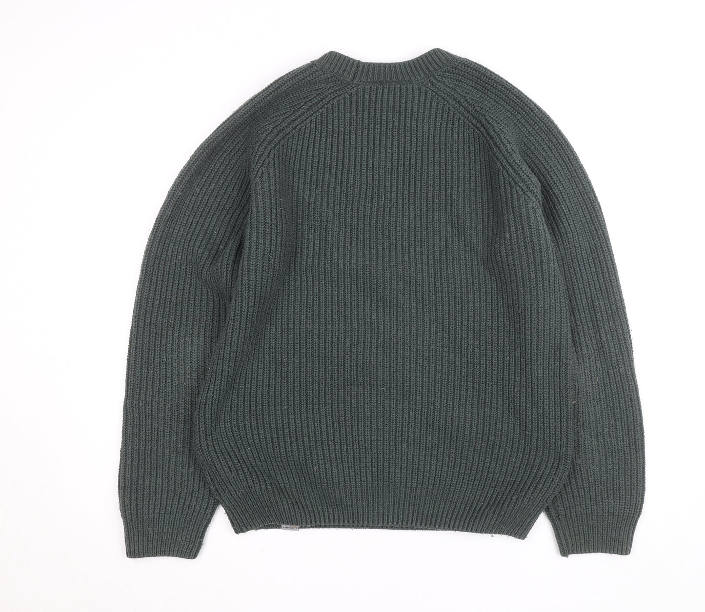 Carhartt WIP Men's Green L Cable-Knit Crew Neck Pullover Jumper
