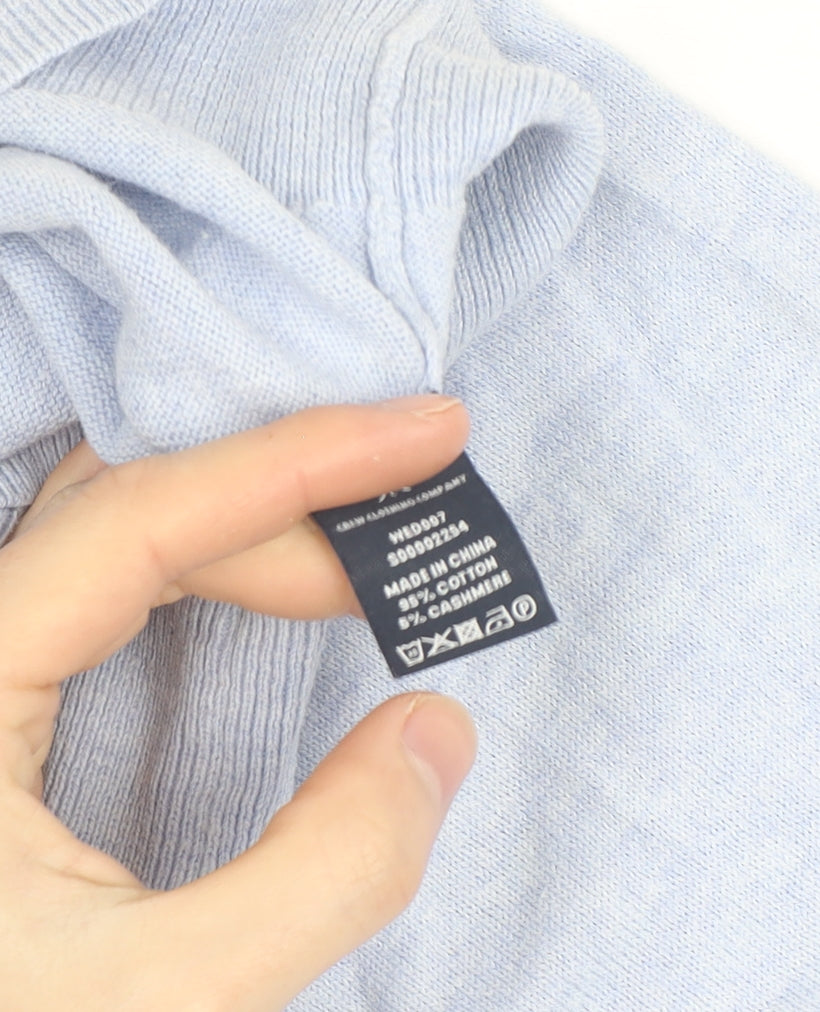 Crew Clothing Company Men's Blue V-Neck Cotton Cashmere Jumper Size M