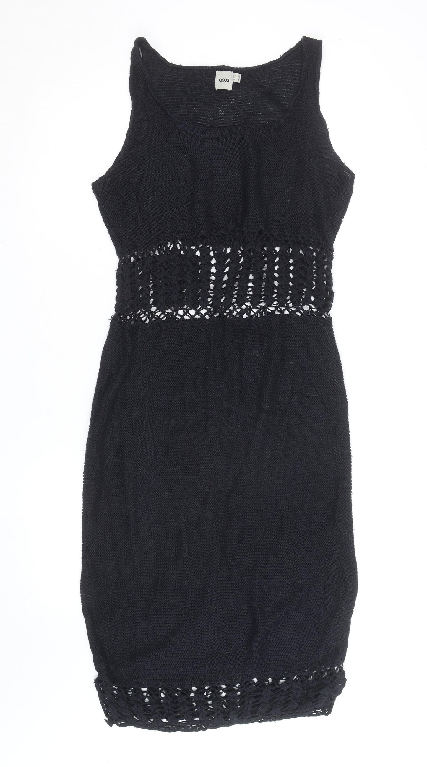 ASOS Women’s Black Knit Crochet Bodycon Dress Size 12