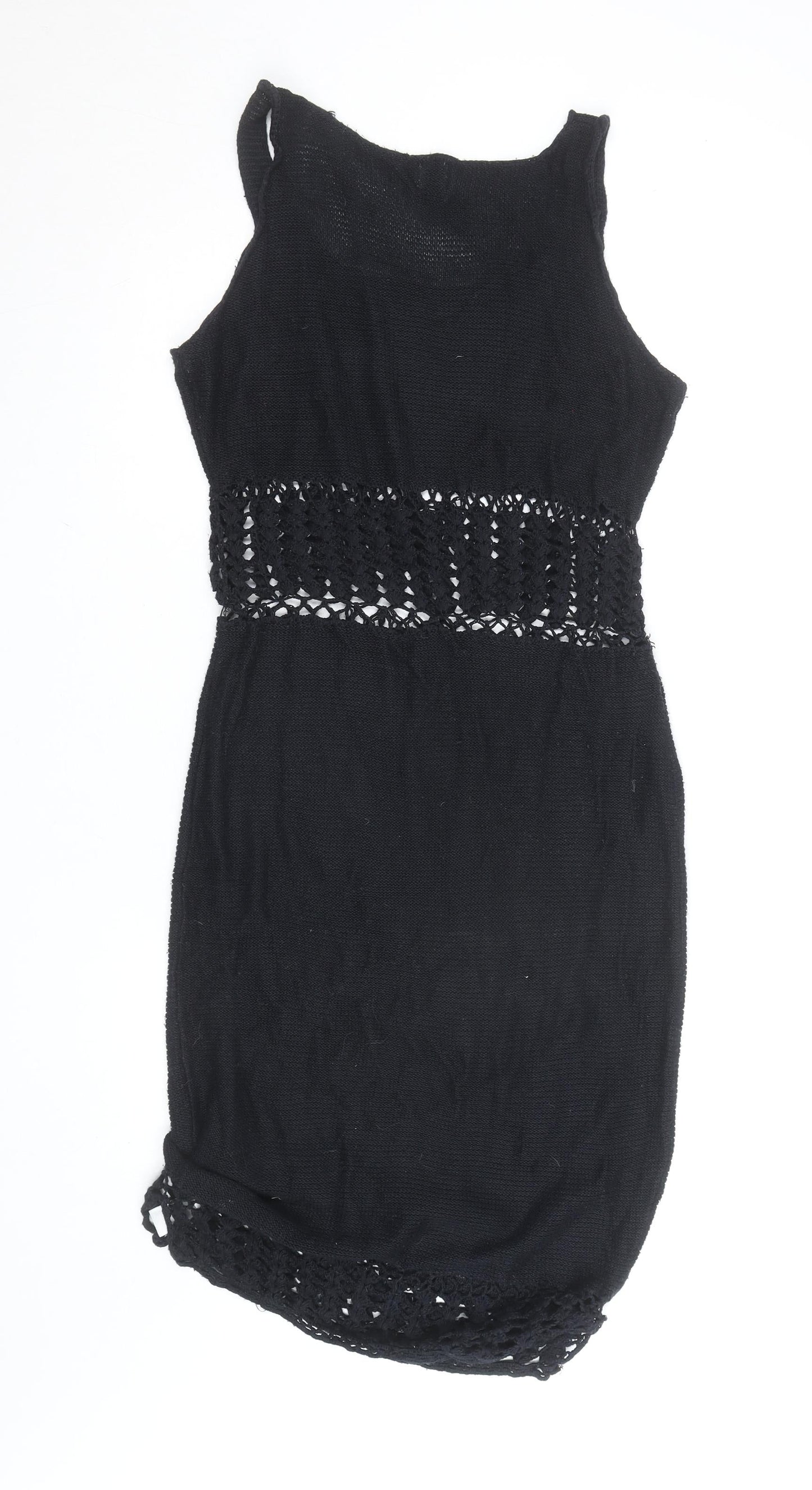 ASOS Women’s Black Knit Crochet Bodycon Dress Size 12