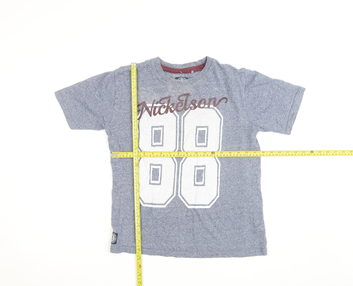 Nickelson Blue Graphic 88 Sports T-Shirt Teens 13 Crew Neck
