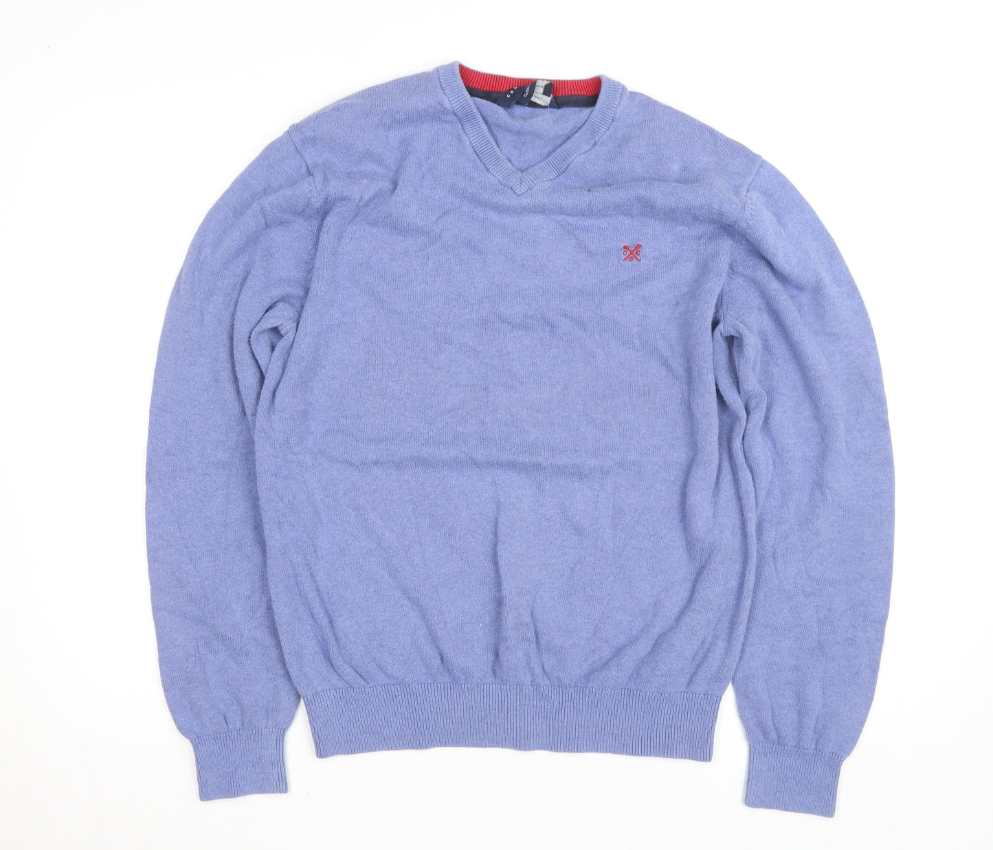 J.Crew Men's Blue Cotton Cashmere V-Neck Jumper Size L