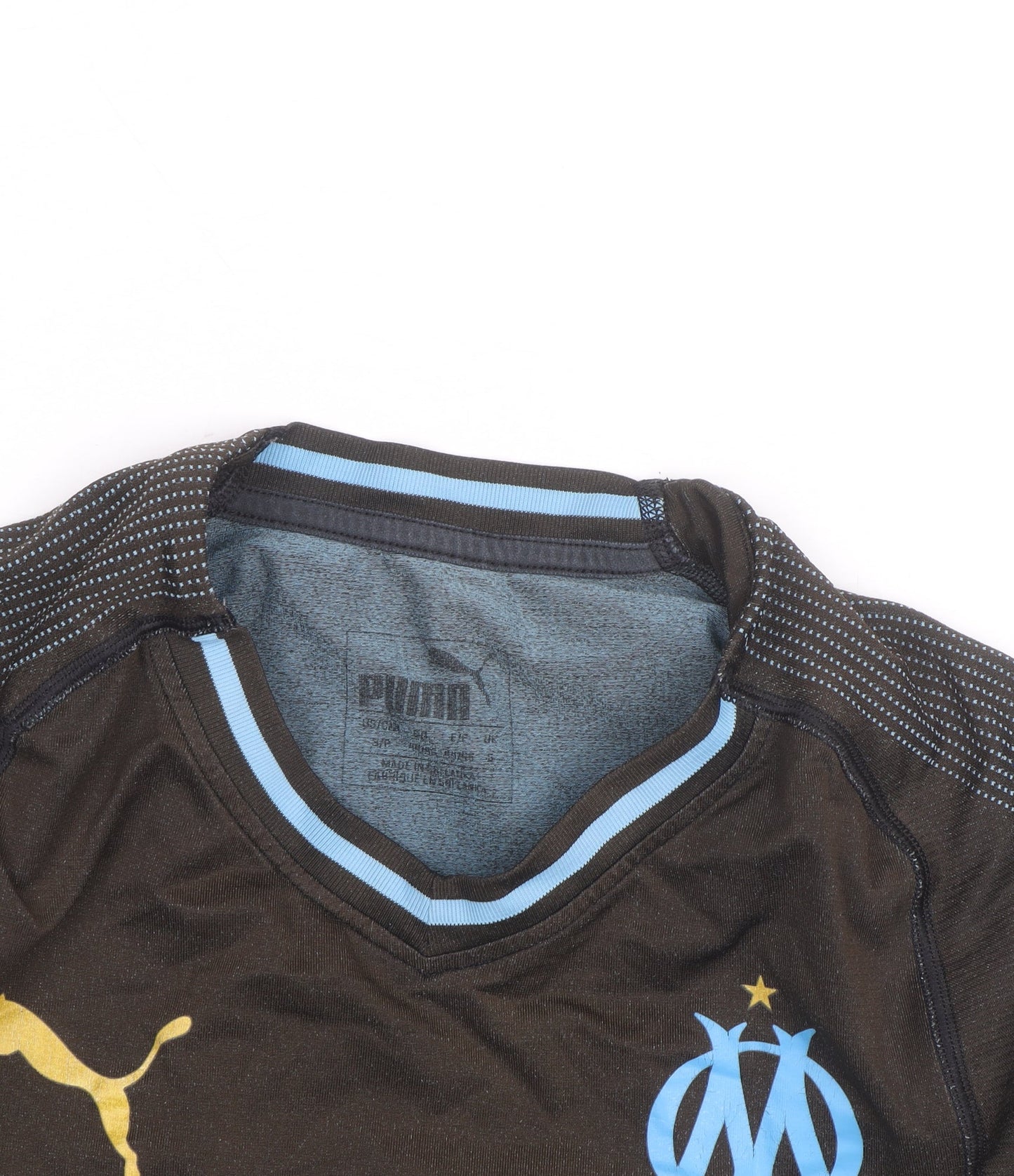 Puma Men’s Black Football Jersey Shirt S Athletic Fit V-Neck