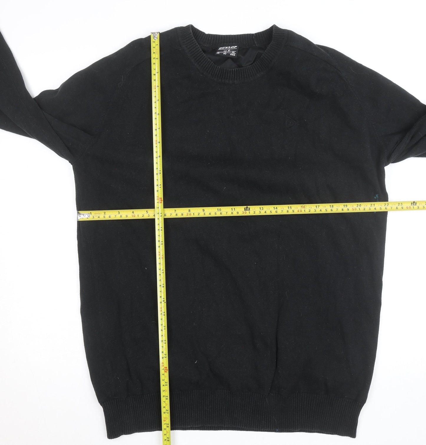 Dunlop Men's Black L Cotton Crew Neck Pullover Jumper