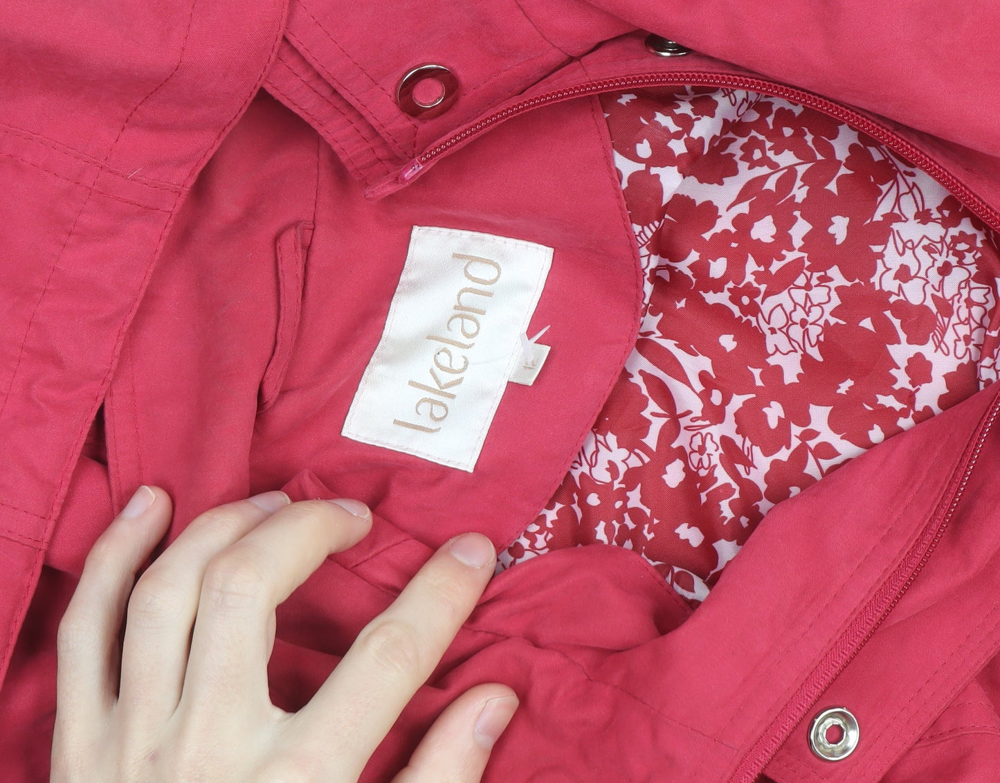 Lakeland Womens Pink Hooded Parka Jacket Size M Cotton Mid-Length