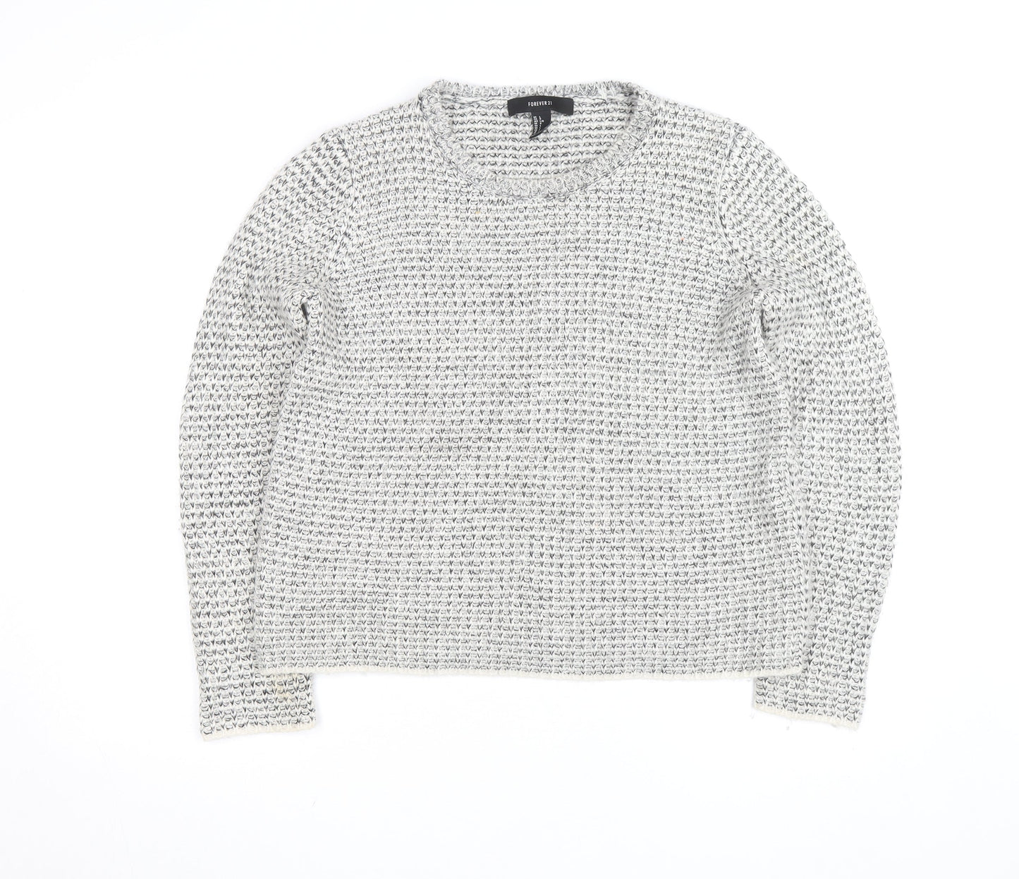 Forever 21 Women’s Grey Chunky-Knit Acrylic Jumper Size L