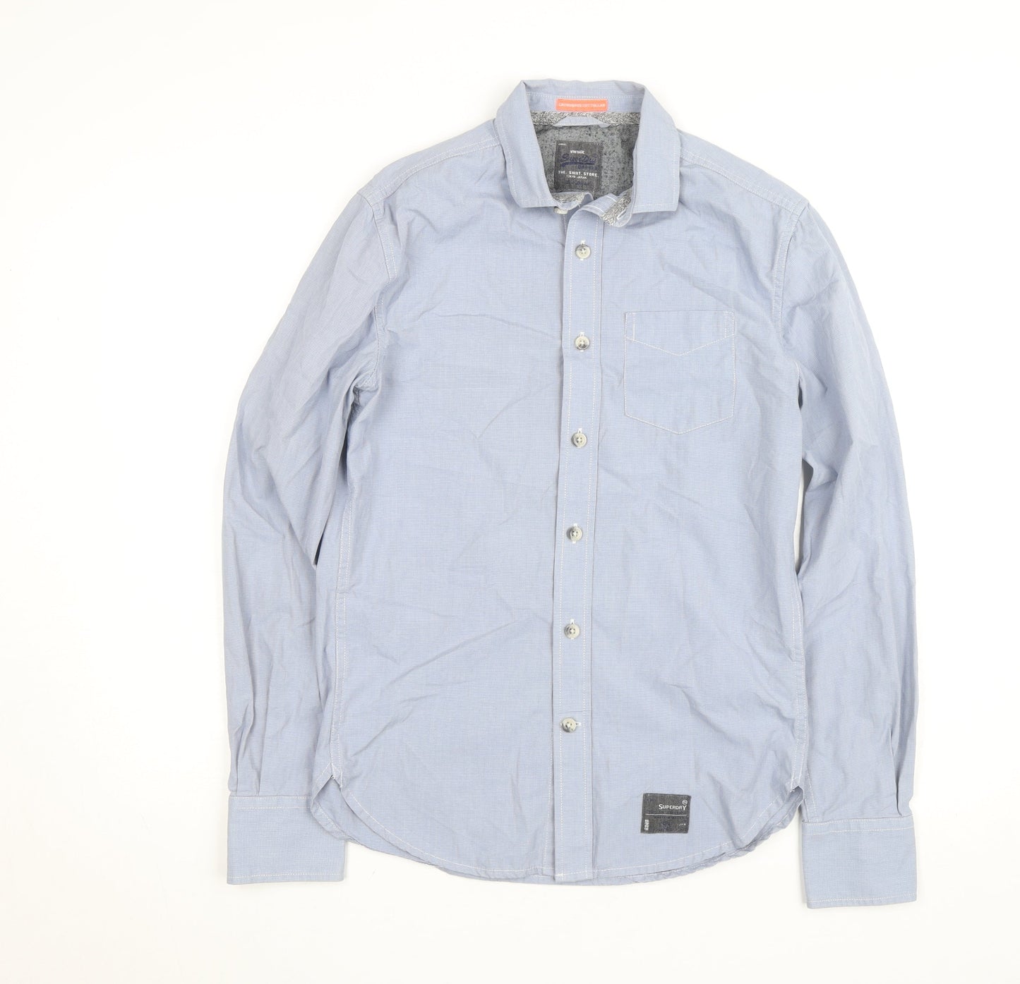 Superdry Men's Blue Cotton Long Sleeve Button-Up Shirt - Size M