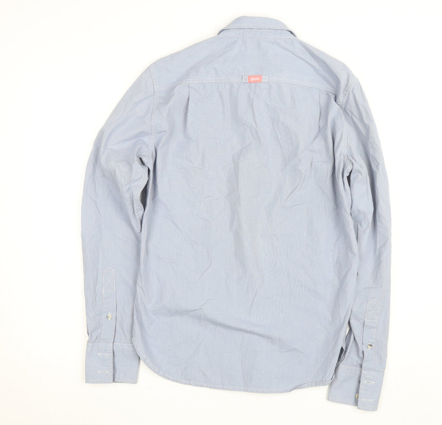 Superdry Men's Blue Cotton Long Sleeve Button-Up Shirt - Size M