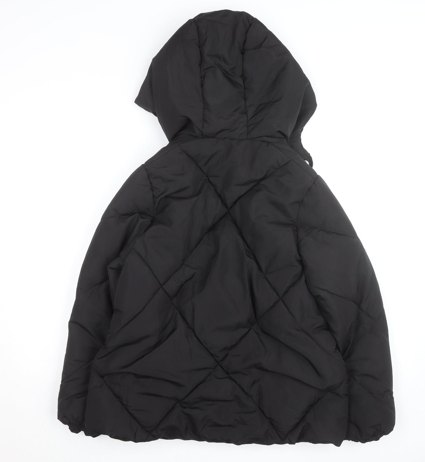 ZARA Girls Black Quilted Hooded Puffer Jacket 13-14 Years Winter Coat