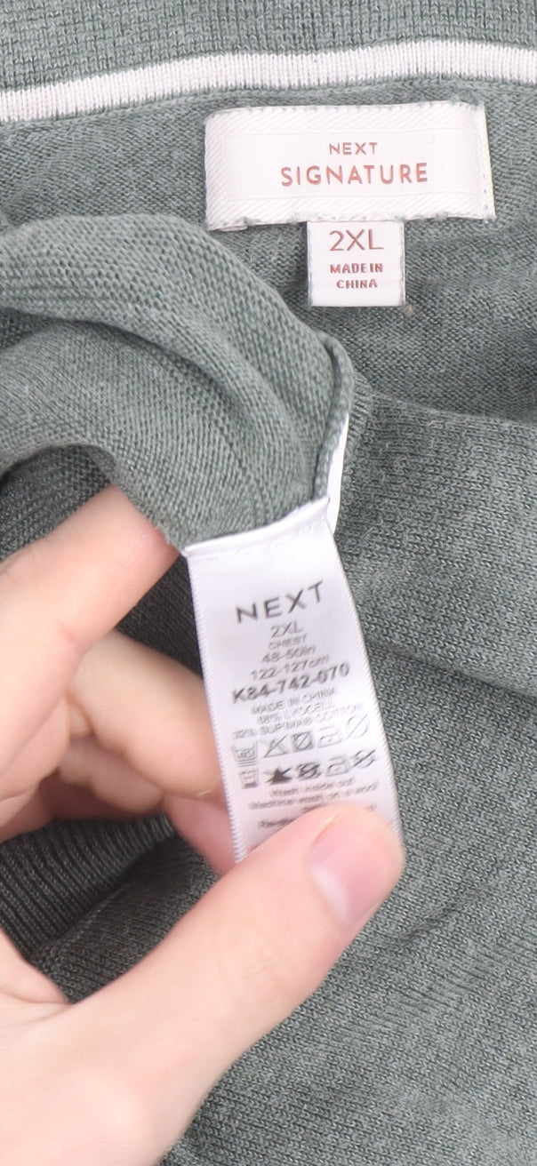 Next Signature Men's Green 2XL Cotton Silk Short Sleeve Polo Shirt