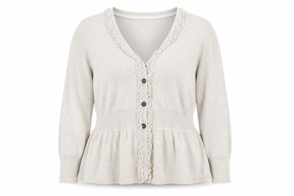 Betty Jackson Black Women's Beige Size 18 Ruffle Cardigan