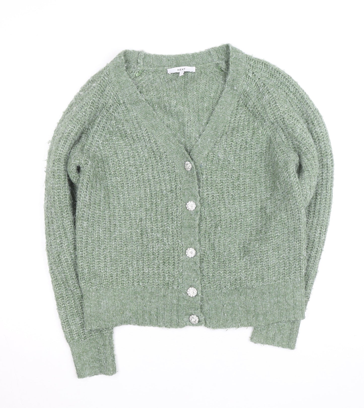 Next Women’s Green Chunky-Knit V-Neck Cardigan Size S