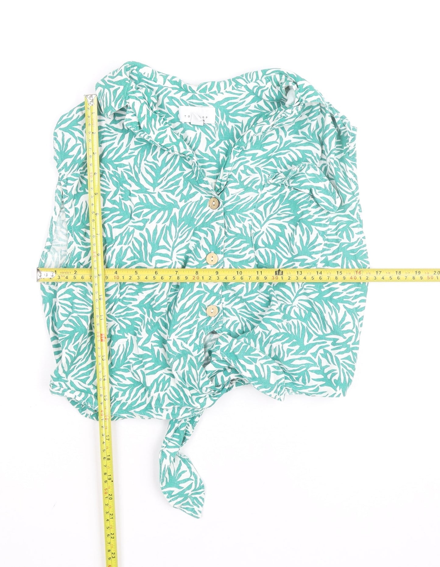 Topshop Women’s Green Tropical Sleeveless Cropped Blouse UK 10
