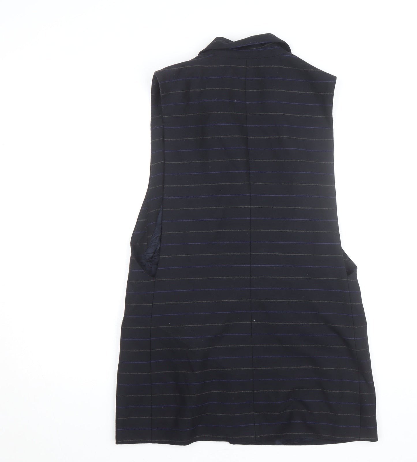 Zara Basic Men's Black Striped Waistcoat M Regular Fit Twill Lined