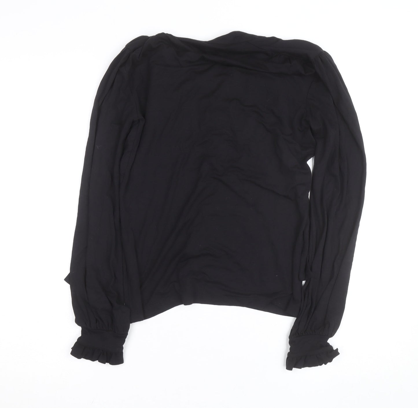 Bellissima Womens Black Long Sleeve Wrap V-Neck Blouse M